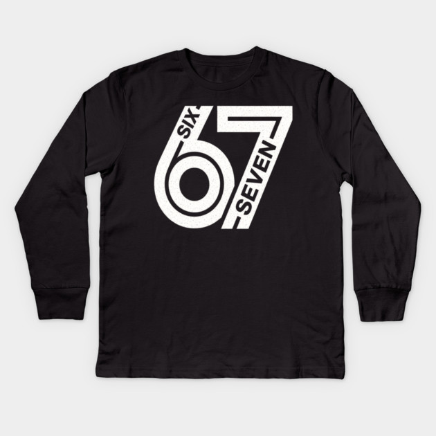 Fun Six Seven 6 7 Meme Design Kids Long Sleeve T-Shirt by OUTFITPAW