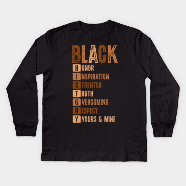 Black History Month Acronym Kids Long Sleeve T-Shirt by UrbanLifeApparel