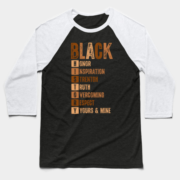 Black History Month Acronym Baseball T-Shirt by UrbanLifeApparel