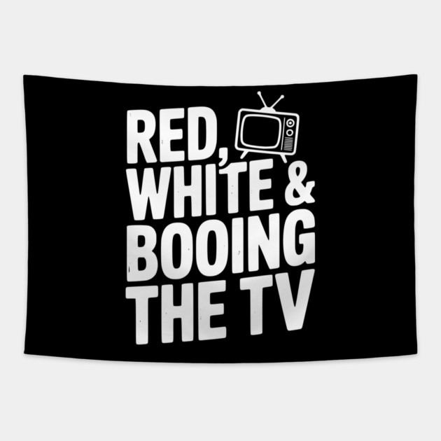 Red, White & Booing the TV Tapestry by Frank Ring