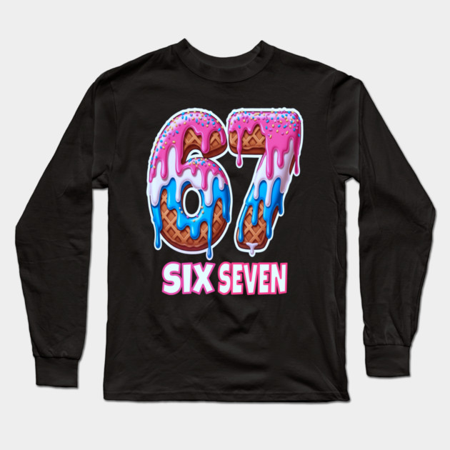 Six Seven Ice Cream Drip Cool Meme 67 Funny 6 7 Boys Youth Long Sleeve T-Shirt by OUTFITPAW