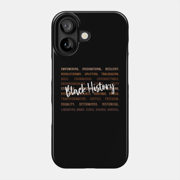 Empowering Black History Words Phone Case by UrbanLifeApparel
