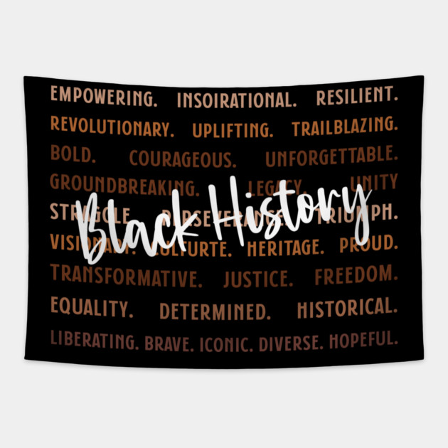 Empowering Black History Words Tapestry by UrbanLifeApparel