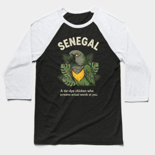 Senegal Parrot Tie Dye Chicken Screams Words Funny Bird Birder Slogan Baseball T-Shirt