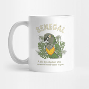 Senegal Parrot Tie Dye Chicken Screams Words Funny Bird Birder Slogan Mug