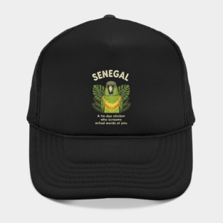 Senegal Parrot Tie Dye Chicken Screaming Actual Words Bird Slogan Hat