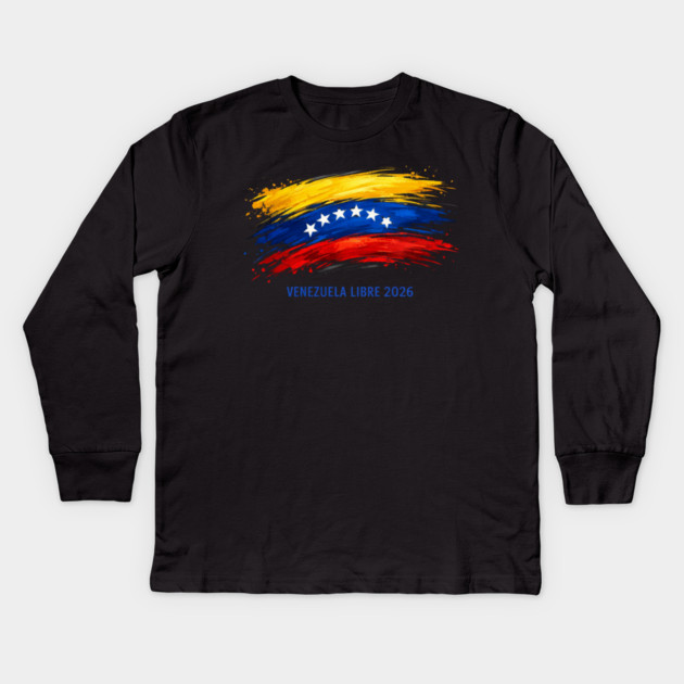 Venezuela Libre 2026 Venezuelan Patriot Kids Long Sleeve T-Shirt by ArtistTee ⭐⭐⭐⭐⭐