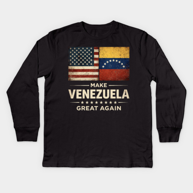 Make-Venezuela-Great-Again-US-Venezuela-Flag Kids Long Sleeve T-Shirt by ArtistTee ⭐⭐⭐⭐⭐