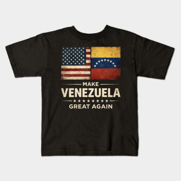 Make-Venezuela-Great-Again-US-Venezuela-Flag Kids T-Shirt by ArtistTee ⭐⭐⭐⭐⭐