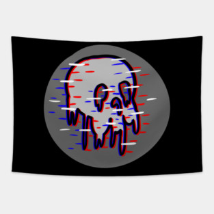 Glitch Skull Tapestry