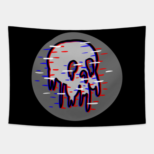 Glitch Skull Tapestry by Lou Johnson