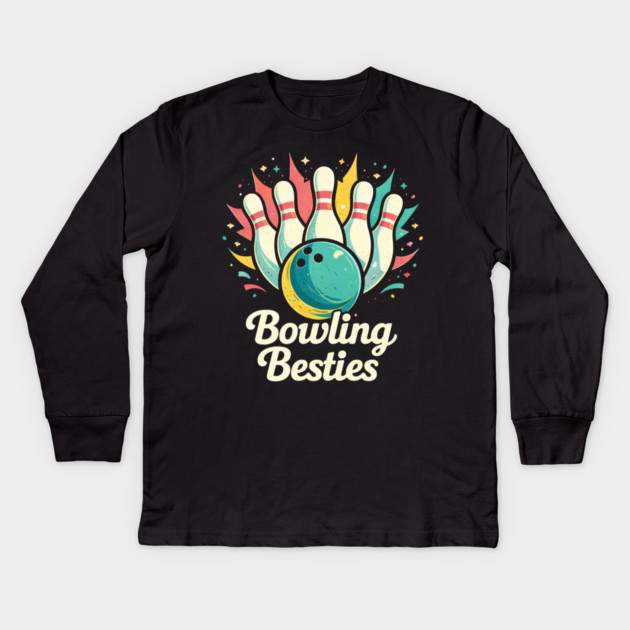 Bowling Besties Bowling Lover Friend Gift Kids Long Sleeve T-Shirt by ArtistTee ⭐⭐⭐⭐⭐