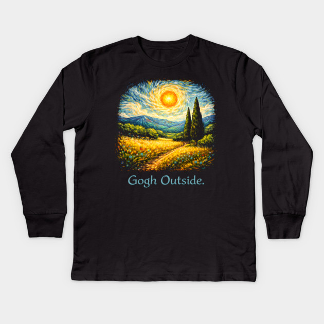 Gogh Outside Art Lover Painting Kids Long Sleeve T-Shirt by ArtistTee ⭐⭐⭐⭐⭐