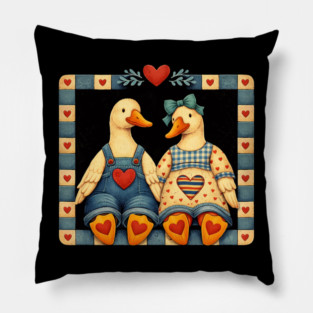 Duck Couple Valentine's Day Love Birds Romance Pillow