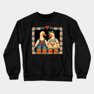 Duck Couple Valentine's Day Love Birds Romance Crewneck Sweatshirt