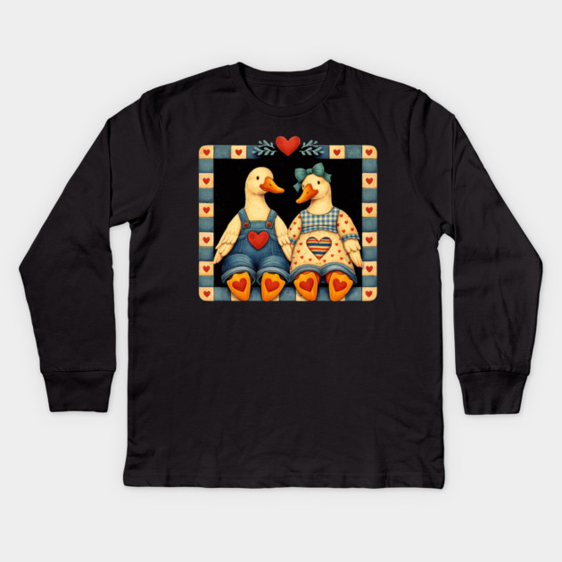 Duck Couple Valentine's Day Love Birds Romance Kids Long Sleeve T-Shirt by ArtistTee ⭐⭐⭐⭐⭐