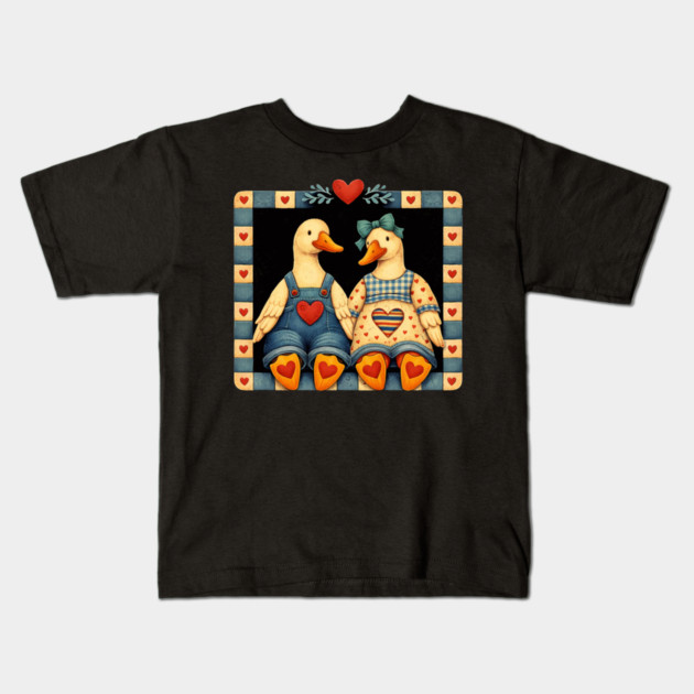 Duck Couple Valentine's Day Love Birds Romance Kids T-Shirt by ArtistTee ⭐⭐⭐⭐⭐