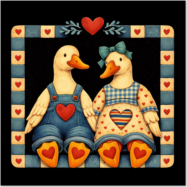 Duck Couple Valentine's Day Love Birds Romance Wall Art by ArtistTee ⭐⭐⭐⭐⭐