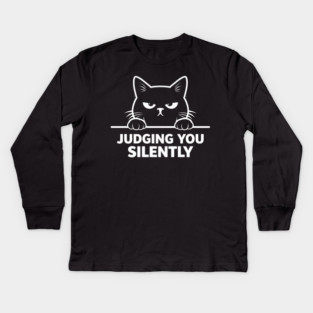 Judging You Silently Grumpy Cat Lover Kids Long Sleeve T-Shirt