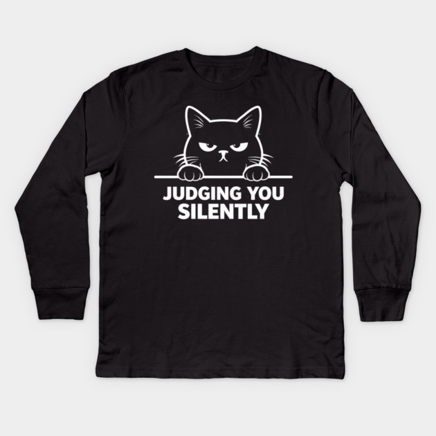 Judging You Silently Grumpy Cat Lover Kids Long Sleeve T-Shirt by ArtistTee ⭐⭐⭐⭐⭐