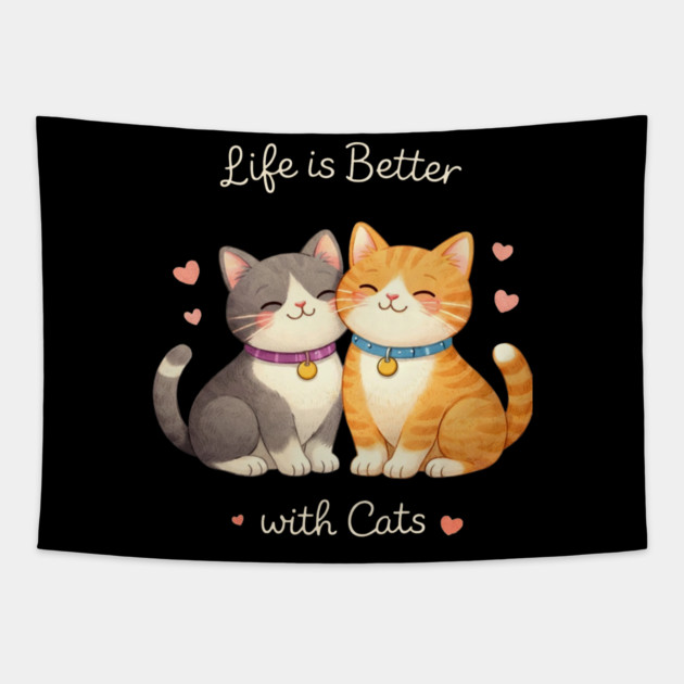 Life Is Better With Cats Cat Lover Tapestry by ArtistTee ⭐⭐⭐⭐⭐