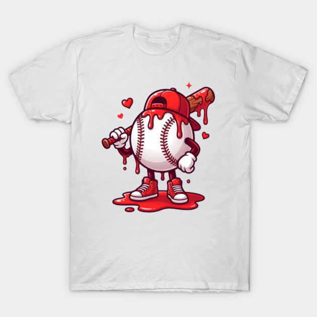 Baseball Drip Ice cream For Valentine's Day T-Shirt by Creatifly Graphic Tees