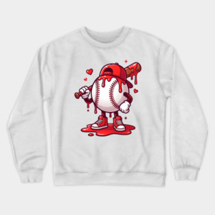 Baseball Drip Ice cream For Valentine's Day Crewneck Sweatshirt