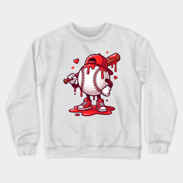 Baseball Drip Ice cream For Valentine's Day Crewneck Sweatshirt by Creatifly Graphic Tees
