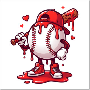 Baseball Drip Ice cream For Valentine's Day Posters and Art