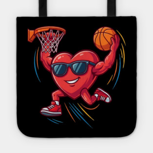 Valentine's Day Basketball Funny Red Heart Love Tote
