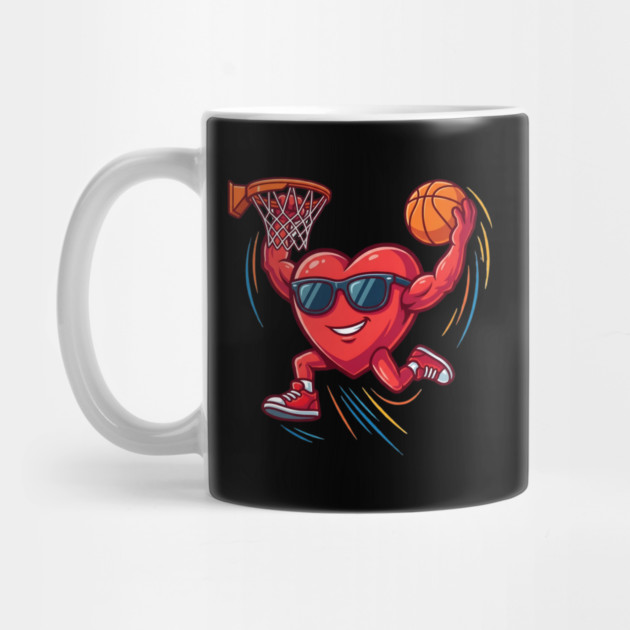 Valentine's Day Basketball Funny Red Heart Love by Creatifly Graphic Tees