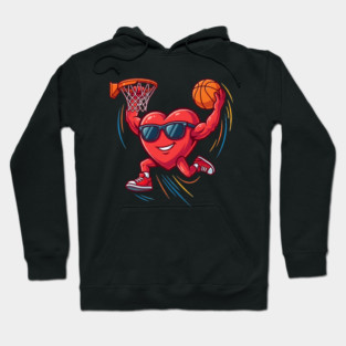 Valentine's Day Basketball Funny Red Heart Love Hoodie