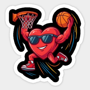 Valentine's Day Basketball Funny Red Heart Love Sticker