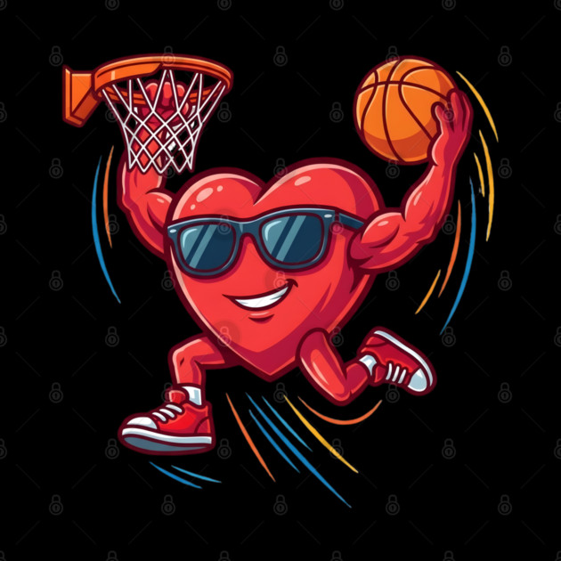 Valentine's Day Basketball Funny Red Heart Love by Creatifly Graphic Tees