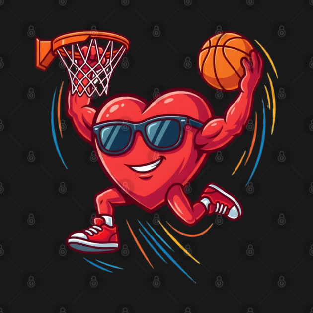 Valentine's Day Basketball Funny Red Heart Love by Creatifly Graphic Tees
