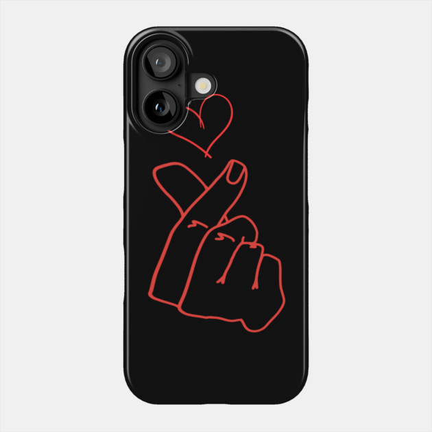 Finger Heart Love Gesture Phone Case by Creatifly Graphic Tees