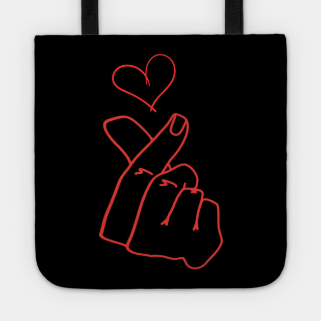 Finger Heart Love Gesture Tote by Creatifly Graphic Tees