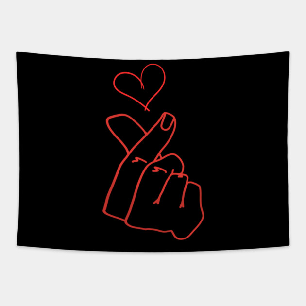 Finger Heart Love Gesture Tapestry by Creatifly Graphic Tees