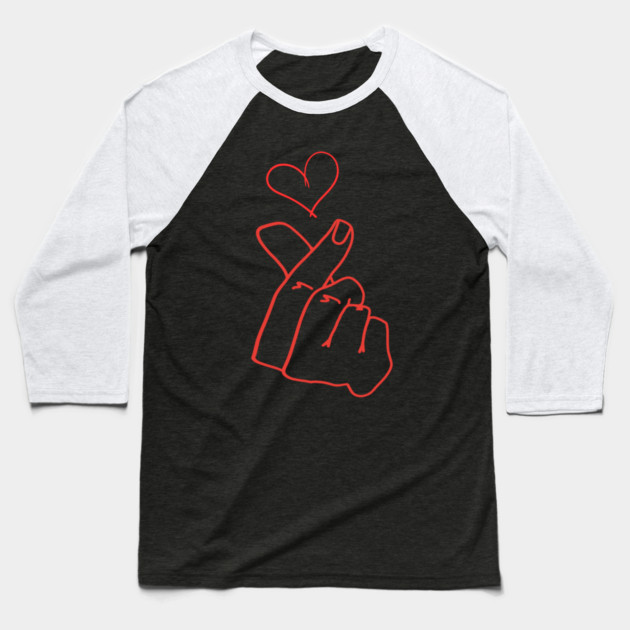 Finger Heart Love Gesture Baseball T-Shirt by Creatifly Graphic Tees