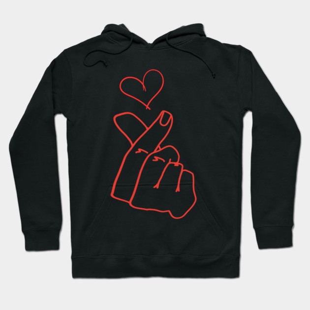 Finger Heart Love Gesture Hoodie by Creatifly Graphic Tees