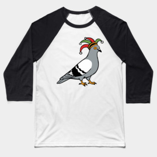 Mardi Gras Pigeon Jester Hat – Carnival Bird Illustration Baseball T-Shirt