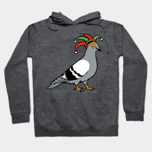 Mardi Gras Pigeon Jester Hat – Carnival Bird Illustration Hoodie