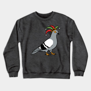 Mardi Gras Pigeon Jester Hat – Carnival Bird Illustration Crewneck Sweatshirt
