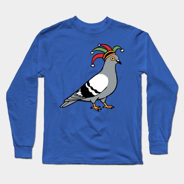 Mardi Gras Pigeon Jester Hat – Carnival Bird Illustration Long Sleeve T-Shirt by DonWillisJrArt