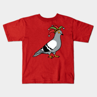 Mardi Gras Pigeon Jester Hat – Carnival Bird Illustration Kids T-Shirt