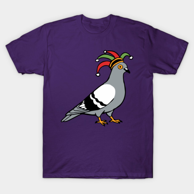Mardi Gras Pigeon Jester Hat – Carnival Bird Illustration T-Shirt by DonWillisJrArt