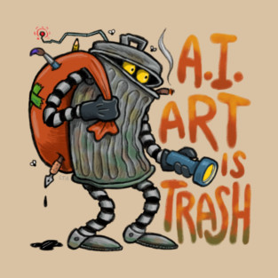 AI Art Is Trash - Anti-AI Robot T-Shirt