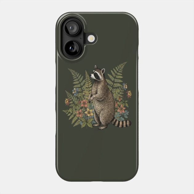Vintage Raccoon and Wild Ferns Phone Case by BirdsnStuff
