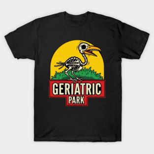 GERIATRIC PARK Funny Ostrich Skeleton Silhouette Aged Animal Sanctuary Cute Elderly Graphic T-Shirt