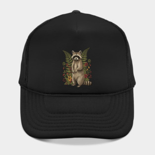 Vintage Raccoon and Forest Blooms Hat